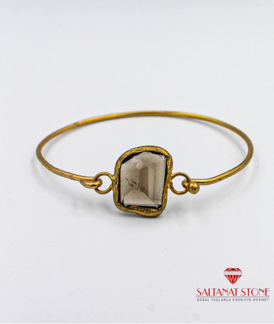 Dumanlı Kuvars Taşlı Altın Kaplama Bronz Bayan Bileklik - BSV01065BB