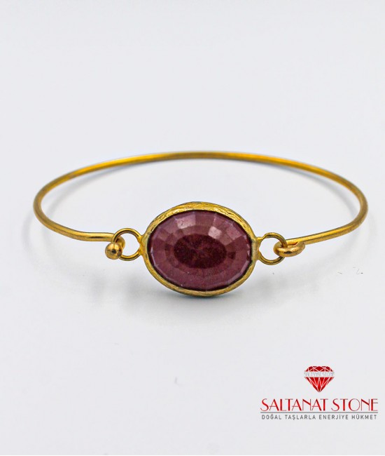 Jade Taşlı Altın Kaplama Bronz Bayan Bileklik - BSV01043BB