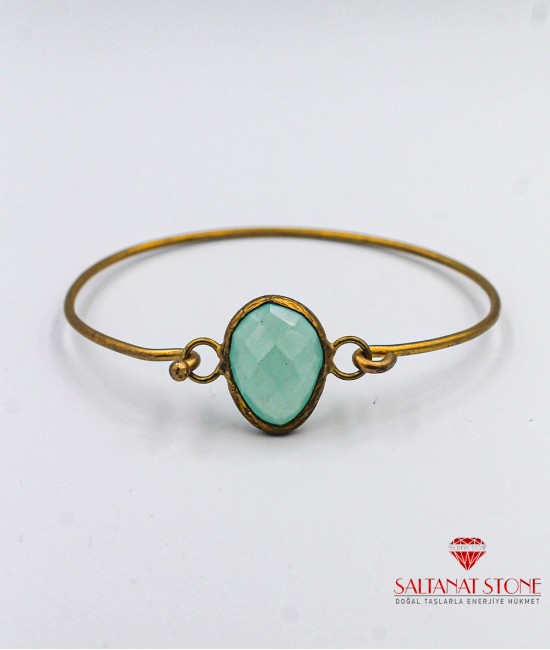 Jade Taşlı Altın Kaplama Bronz Bayan Bileklik - BSV01057BB