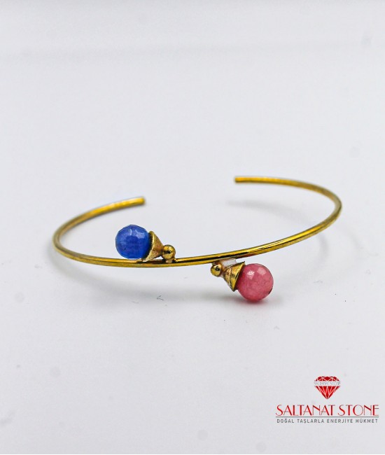 Jade Taşlı Altın Kaplama Bronz Bayan Bileklik - BSV01078BB
