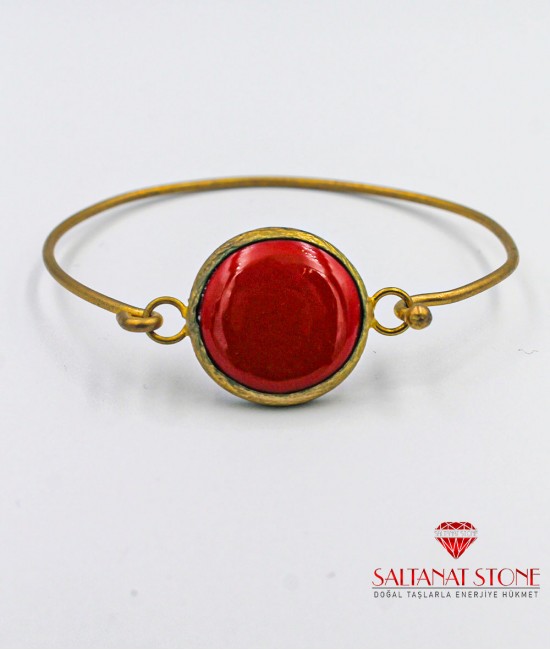 Mercan Taşlı Altın Kaplama Bronz Bayan Bileklik - BSV01048BB