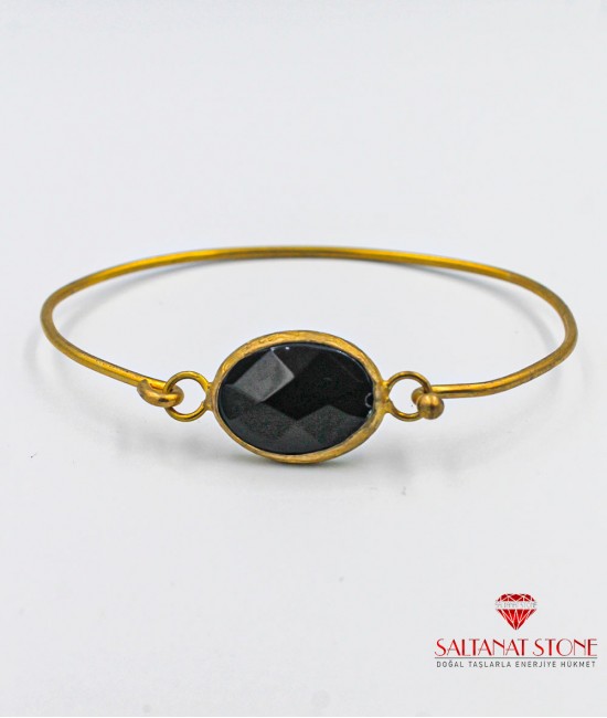 Onyx Taşlı Altın Kaplama Bronz Bayan Bileklik - BSV01059BB