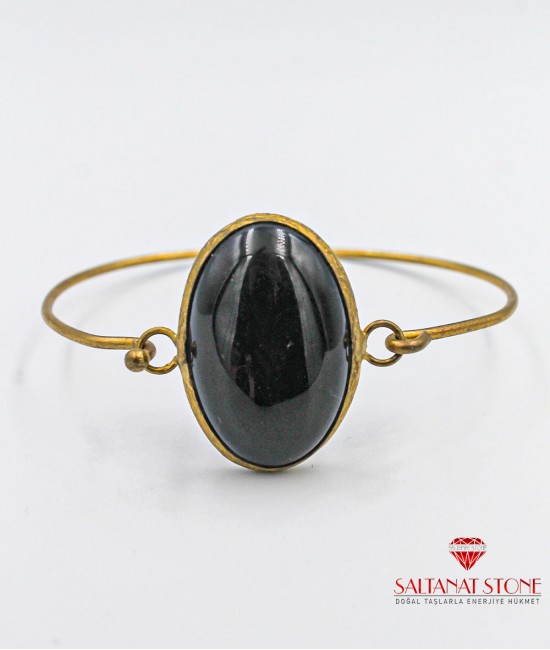 Onyx Taşlı Altın Kaplama Bronz Bayan Bileklik - BSV01064BB