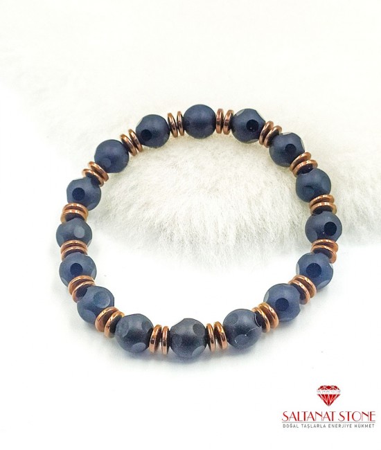 Onyx ve Hematit Taşlı Bayan Bileklik - BSR01853BB