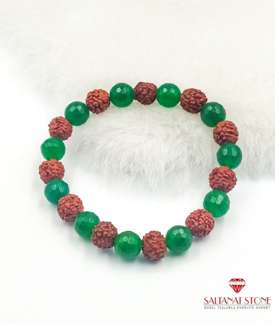 Rudraksha ve Jade Bayan Bileklik - BSV01827BB