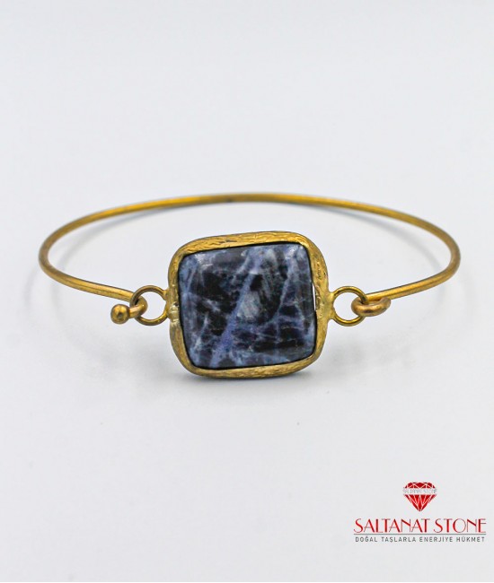 Sodalite Taşlı Altın Kaplama Bronz Bayan Bileklik - BSV01067BB