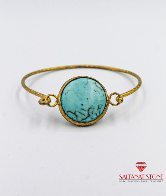 Turkuaz Taşlı Altın Kaplama Bronz Bayan Bileklik - BSV01061BB
