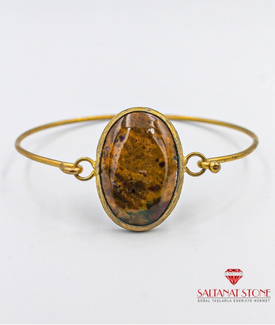 Yosunlu Akik Altın Kaplama Bronz Bayan Bileklik - BSV01060BB