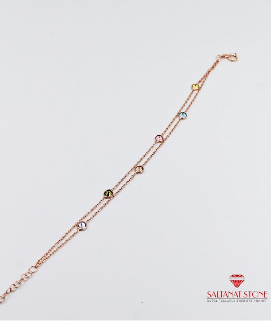 Zirkon Taşlı Rose Kaplama Gümüş Bayan Bileklik - BSV01299BB