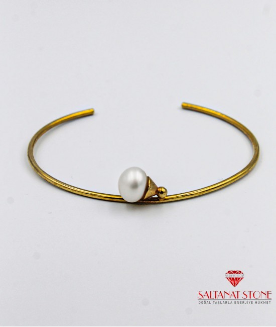 İncili Altın Kaplama Bronz Bayan Bileklik - BSV01074BB