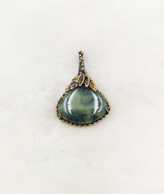 Prehnit 925 Ayar Gümüş Bayan Kolye Ucu-BSR0047KKU