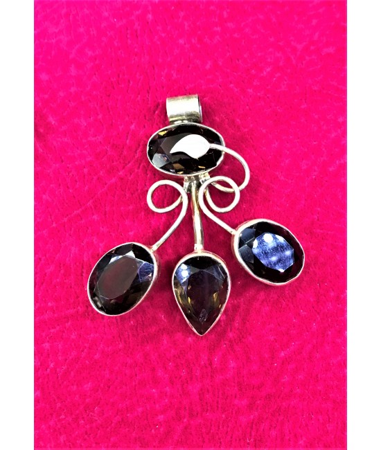 Smoky Kuarts Taşlı 925 Ayar Gümüş Bayan Kolyeucu - BSR00161KKU