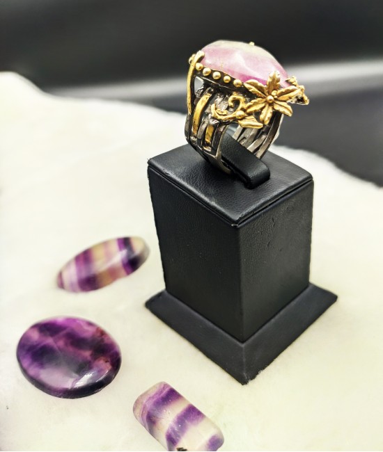 Florit Taşlı Özel Tasarım Bayan Gümüş Yüzük-BSR0019K-Y