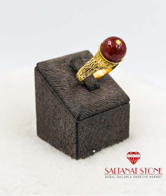 Jade Taşlı Altın Kaplama Bronz Bayan Yüzük - BSV01103BY