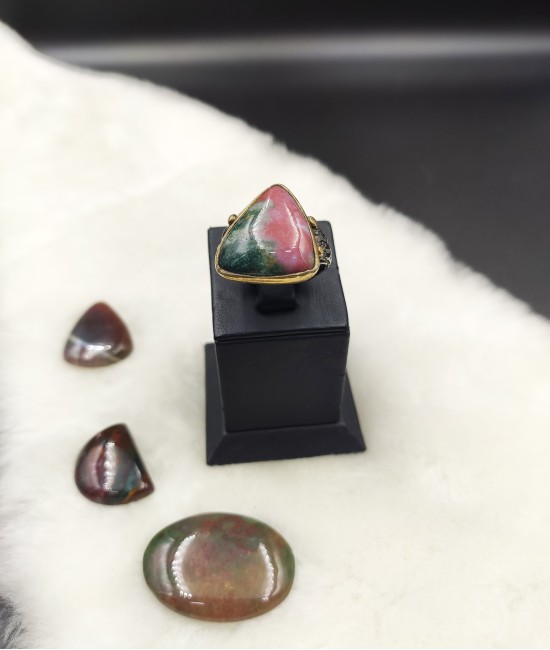 Kantaşı ve Rodyum Kaplama 925 Ayar Gümüş Elişi Bayan Yüzük - RY00196