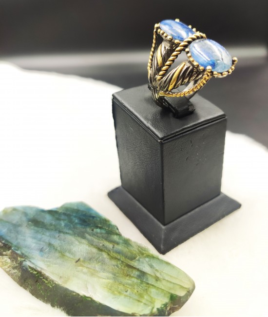 Kyanit Taşlı Özel Tasarım Bayan Gümüş Yüzük-BSR0035K-Y