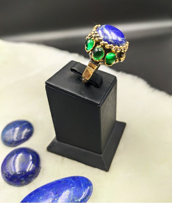 Lapis Taşlı Özel Tasarım Bayan Gümüş Yüzük-BSR007K-Y