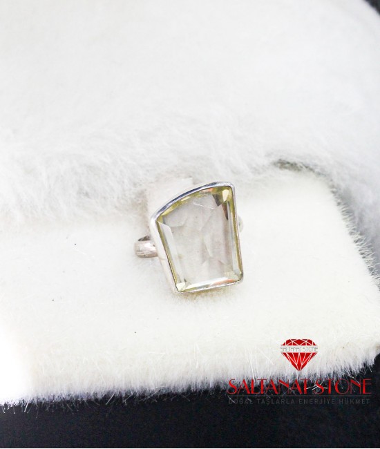 Lemon Topaz Taşlı 925 Ayar Gümüş Bayan Yüzük - BSR01063KU