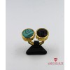 Malahit ve Onyx Taşlı Altın Kaplama Bronz Bayan Yüzük - BSV01196BY
