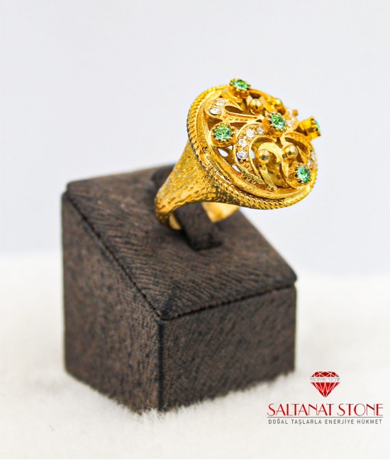 Otantik Model Altın Kaplama Bronz Bayan Yüzük - BSV01143BY