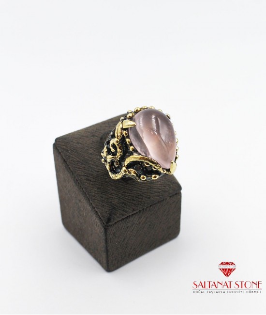 Pembe Kuvars Taşlı Bayan Yüzük - BSV01452BY