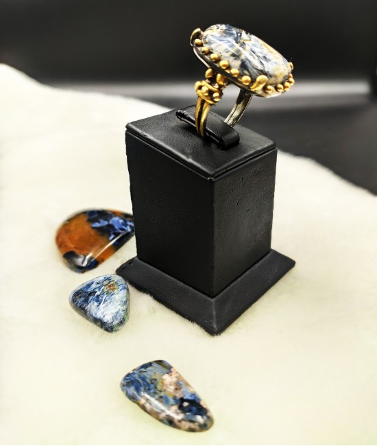 Pietersite Taşlı Özel Tasarım Bayan Gümüş Yüzük-BSR0027K-Y