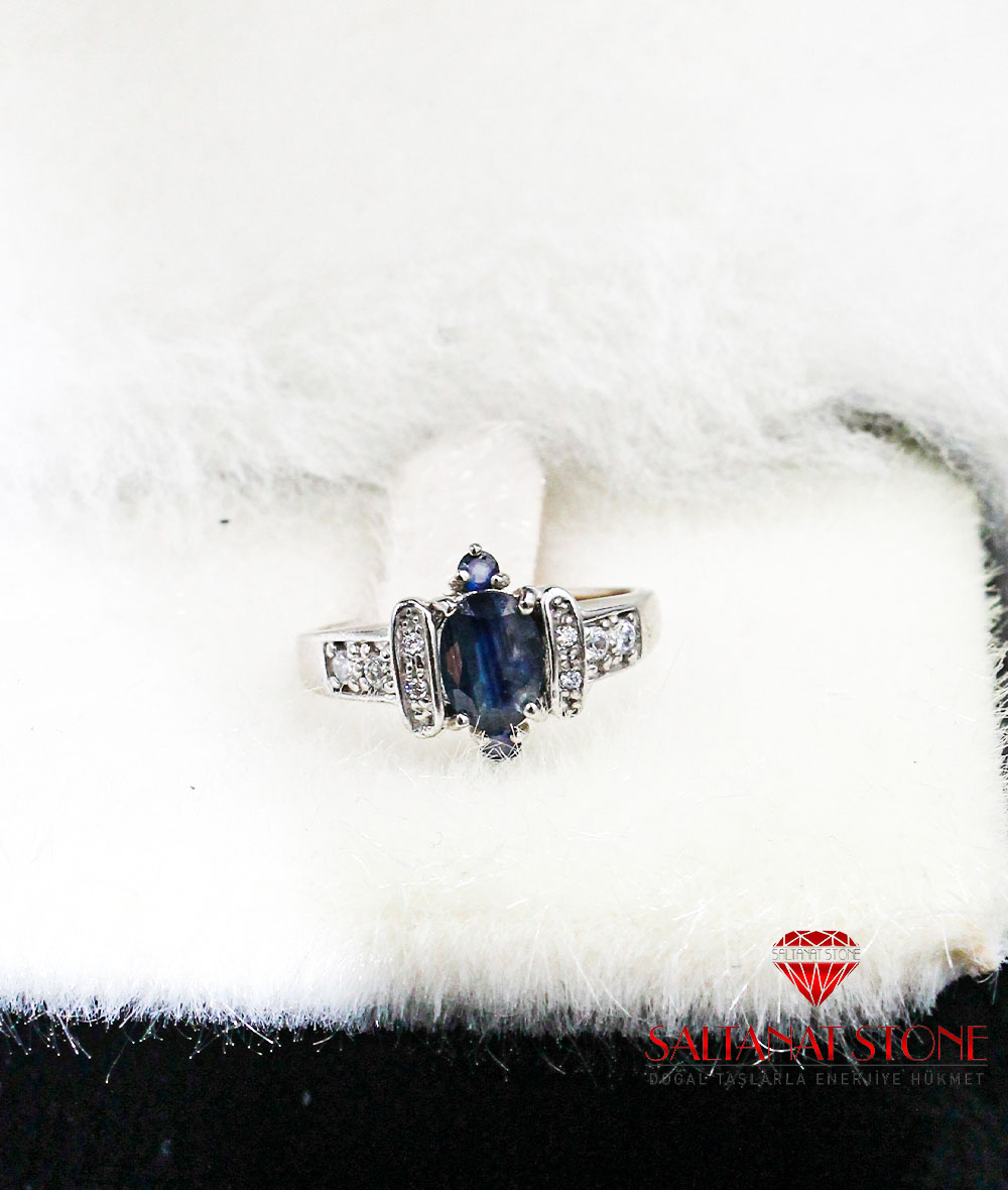 Safir Taşlı Gümüş Bayan Yüzük - BSR01054KU Safir Taşlı Gümüş Bayan Yüzük - BSR01054KU