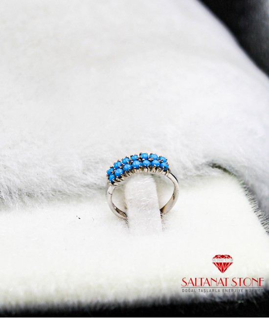 Turkuaz (Firuze) Taşlı Gümüş Bayan Yüzük - BSR01059KU