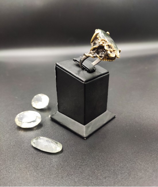 Yeşil Ametist Taşlı Özel Tasarım Bayan Gümüş Yüzük-BSR0050K-Y