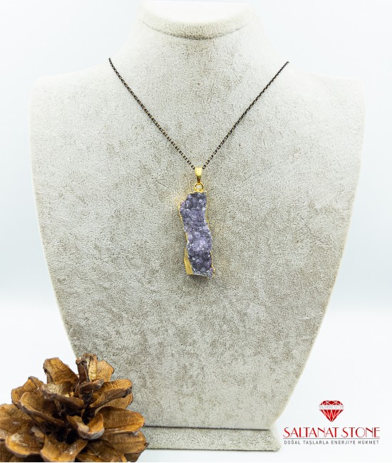 Ametist Taşlı Doğal Parça Kadın Kolye BSR01568KK