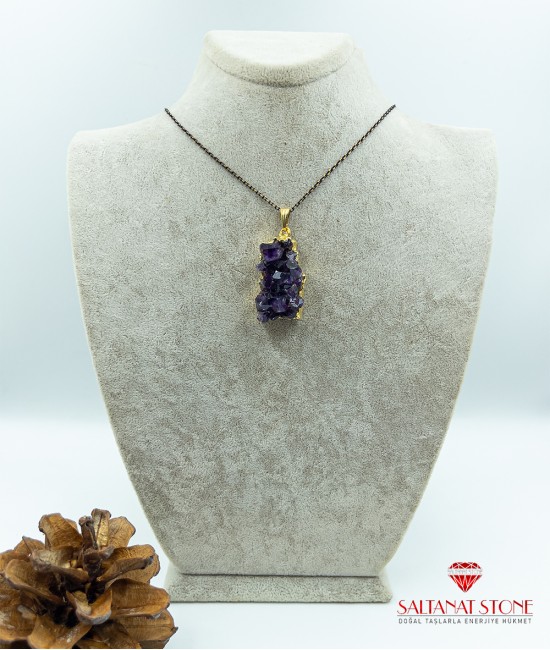 Ametist Taşlı Doğal Parça Kadın Kolye BSR01569KK