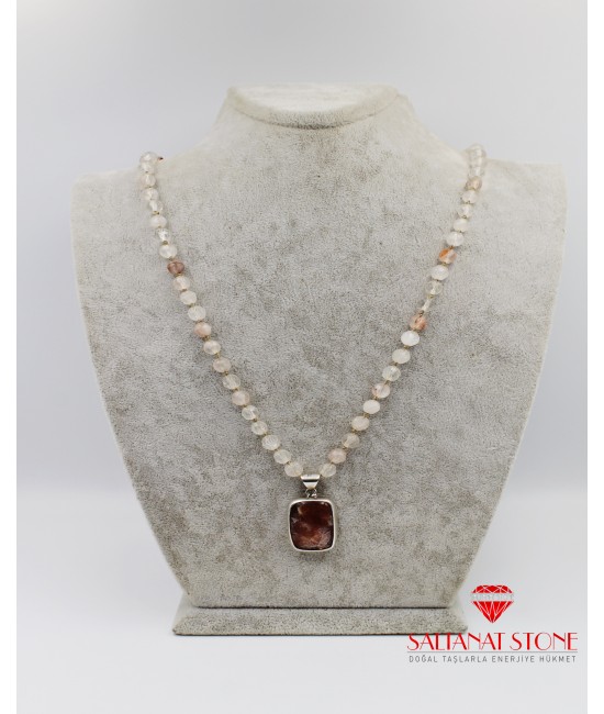 Güneştaşı Rose Kuvars Bayan Kolye - BSR02126BK