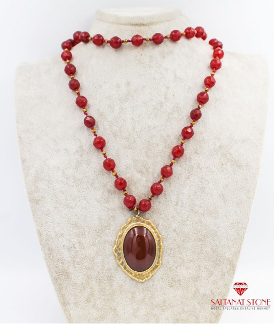 Jade Taşlı Bayan Kolye - BSV01622BK