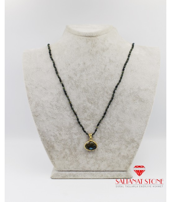 Labradorit Uçlu Yeşim Bayan Kolye - BSR02130KTBK