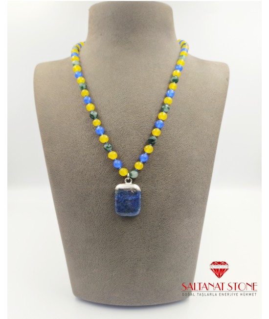 Lapis Uçlu Jade Bayan Kolye - BSR02111BK