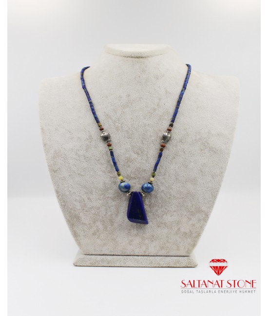 Lapis ve Yeşim Taşlı Bayan Kolye - BSR02218BK