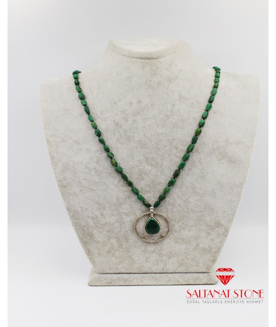 Malahit Taşlı Bayan Kolye - BSR02119BK