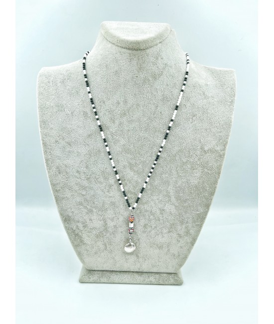 Onix Taşlı Gümüş Uçlu Kolye-BSR00123BKY