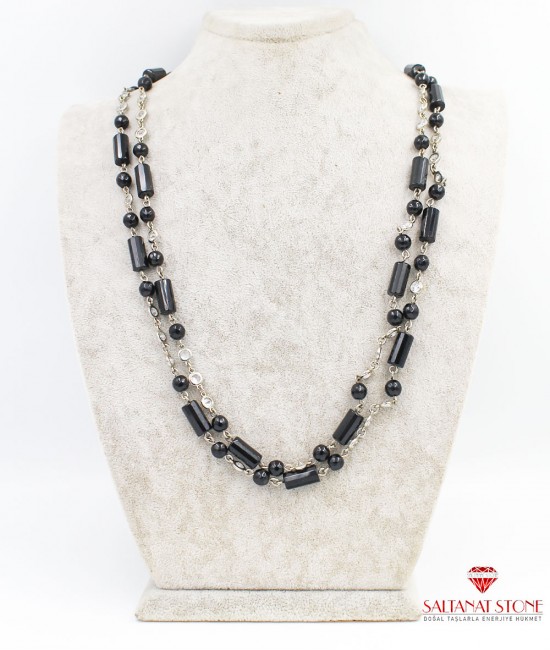 Onyx Taşlı Bayan Kolye - BSV01609BK