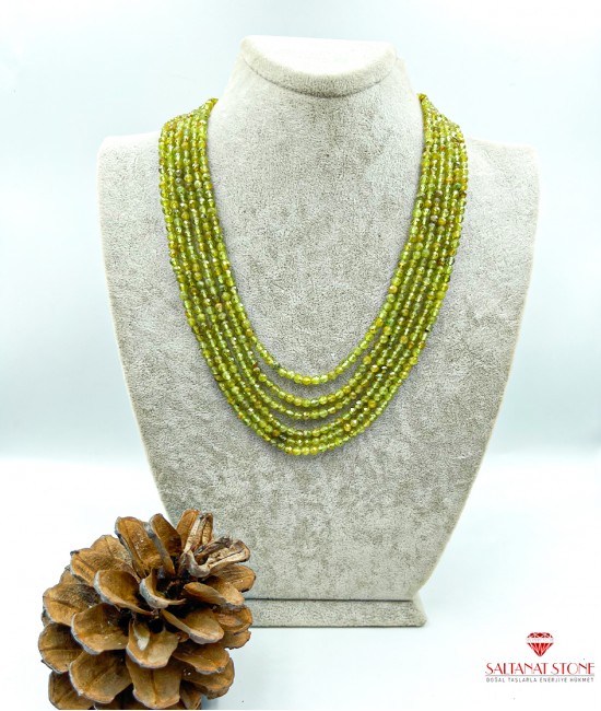 Orjinal 6lı Peridot (Zebercet) Kolye-BSR01545KK