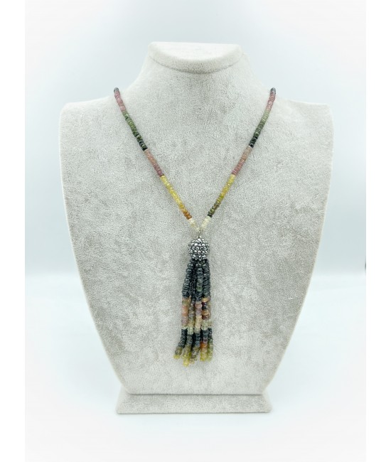 Orjinal El Kesimi Turmalin Püskül Model Kolye-BSR00116BKY