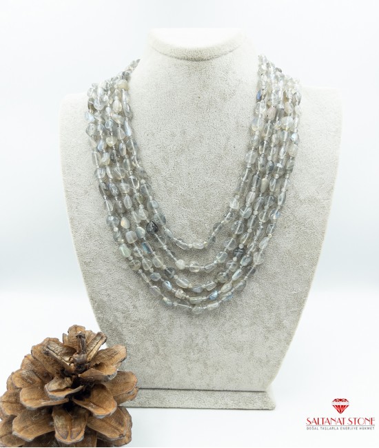 Orjinal Labradorit Free ve Kapşon Kesim 5li Kolye-BSR01561KK