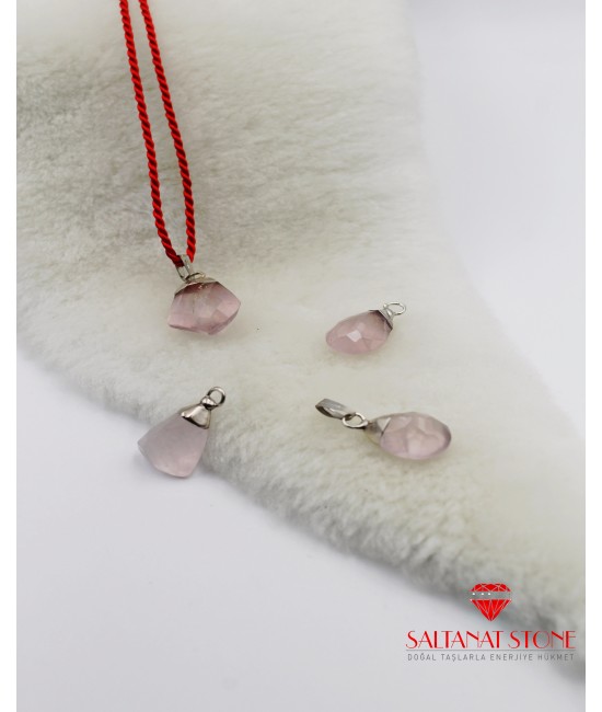 Pembe Kuvars Taşlı Bayan Kolye - BSR02191BK