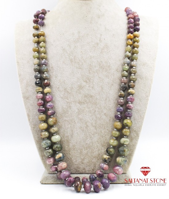 Renkli Safir Bayan Kolye - BSR012022BK