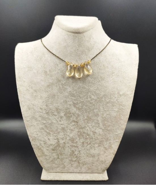 Sitrin Taşlı Damla Model Kolye-BSR0082BKY