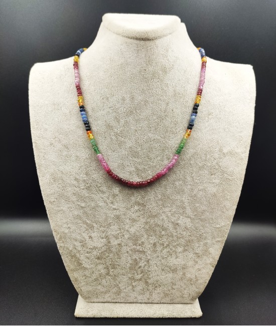 Yakut Zümrüt Safir Taşlı Kolye-BSR00109BKY