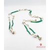 Yeşil Onyx İnci ve Yesil Ametist Taşlı Gümüş Zincirli Bayan Kolye - BSV01606BK