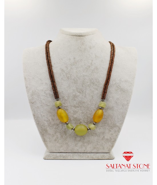 Yeşim Taşlı Bayan Kolye - BSR02220BK