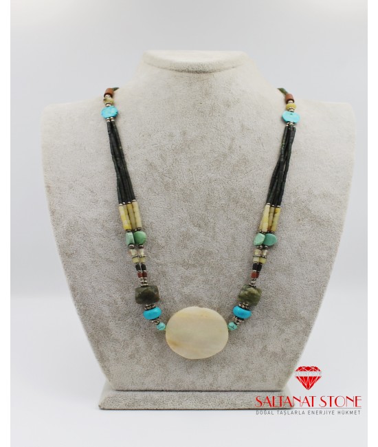 Yeşim Taşlı Bayan Kolye - BSR02235BK