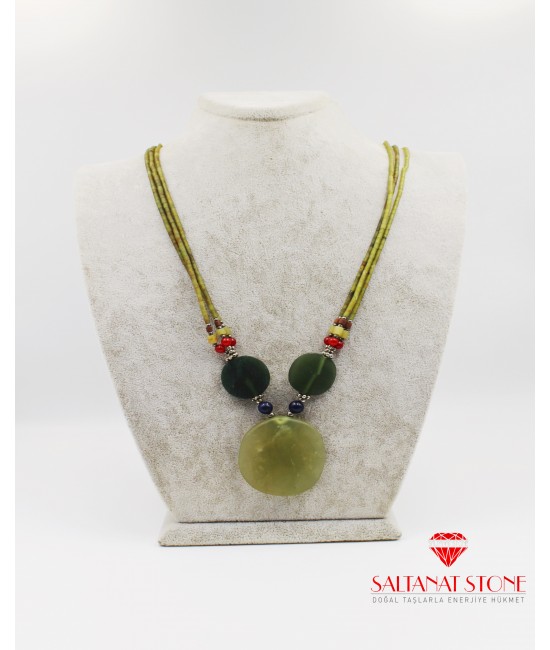 Yeşim Taşlı Bayan Kolye - BSR02236BK